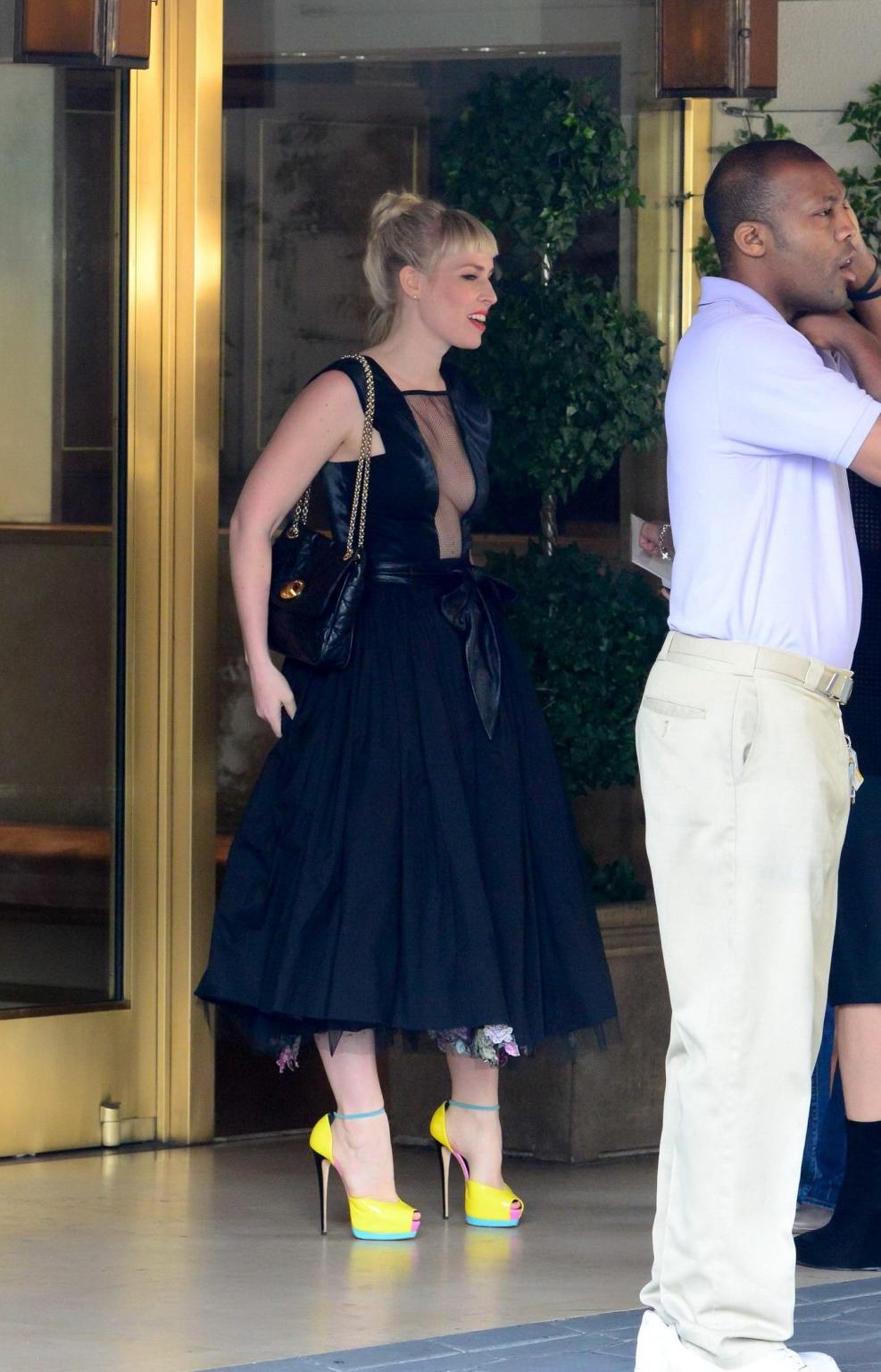 16P Natasha Bedingfield braless showing huge cleavage at the Christian Dior lunch in