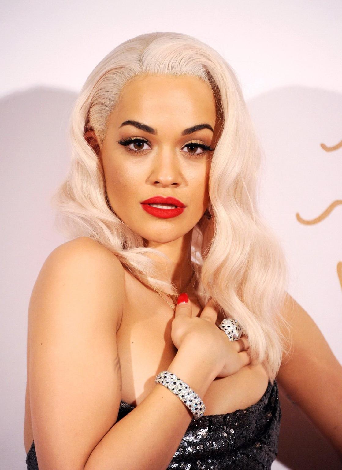 16P Busty Rita Ora wearing a strapless maxi dress at the 2013 British Fashion Awards