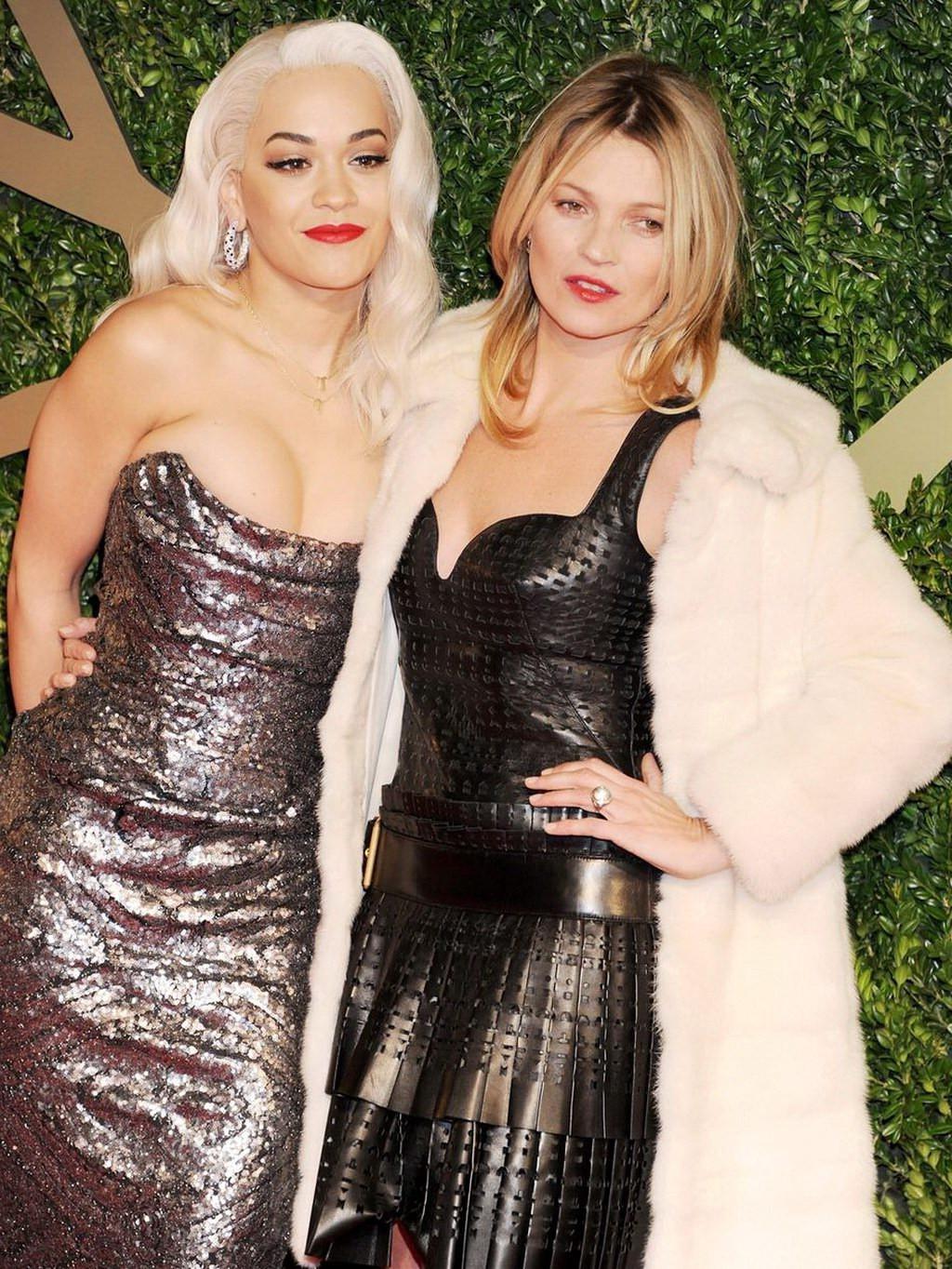 16P Busty Rita Ora wearing a strapless maxi dress at the 2013 British Fashion Awards