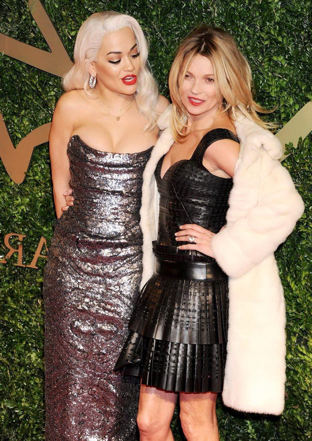 16P Busty Rita Ora wearing a strapless maxi dress at the 2013 British Fashion Awards