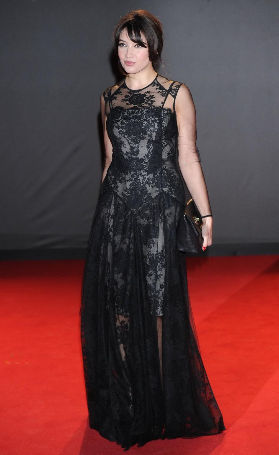 16P Daisy Lowe wearing black partially see-through dress at The British Fashion Awar