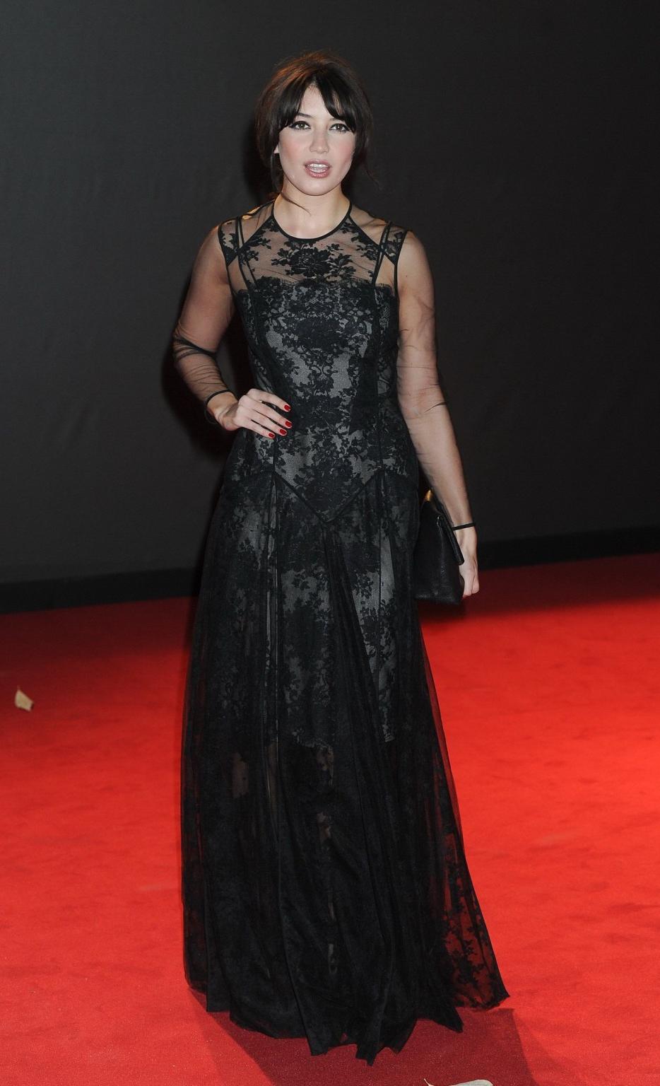 16P Daisy Lowe wearing black partially see-through dress at The British Fashion Awar