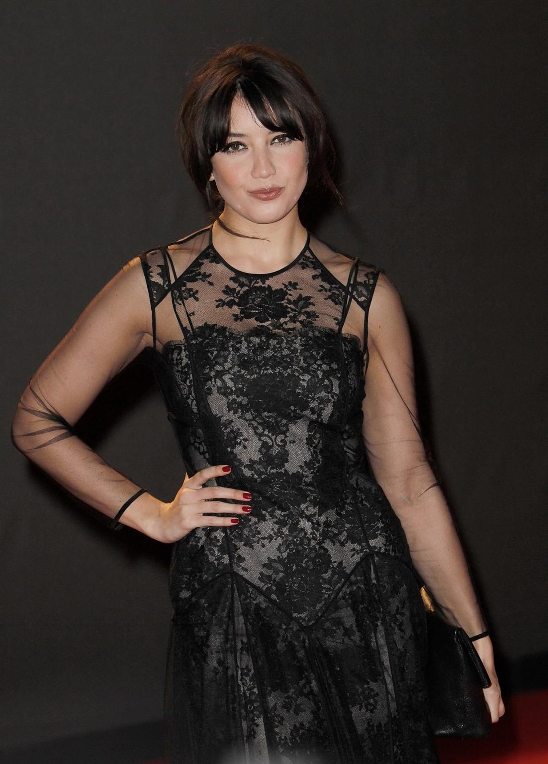 16P Daisy Lowe wearing black partially see-through dress at The British Fashion Awar