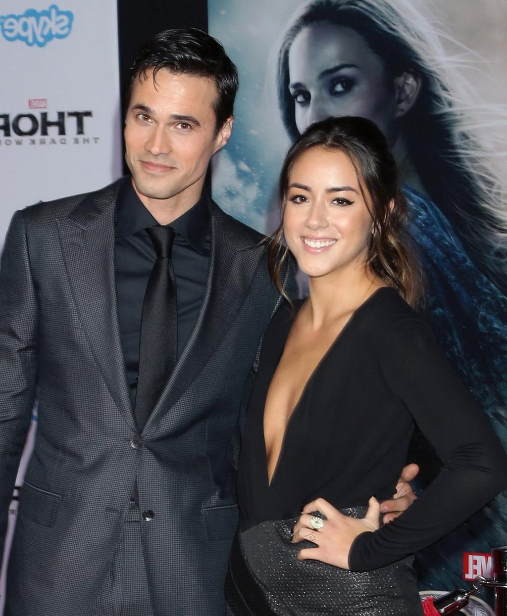 16P Chloe Bennet braless showing huge cleavage in a short black outfit at the Thor:T