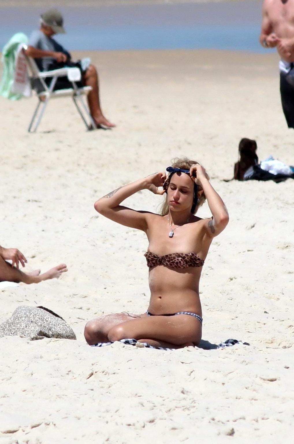 16P Alice Dellal bikini nip slip on a beach in Rio de Janeiro