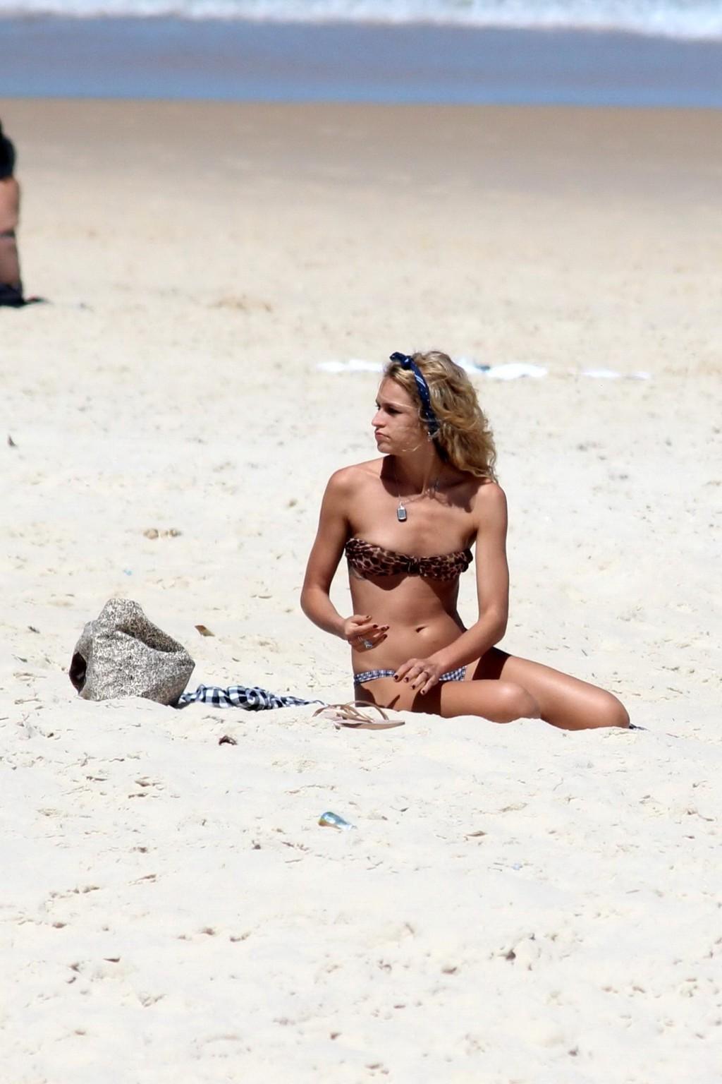 16P Alice Dellal bikini nip slip on a beach in Rio de Janeiro