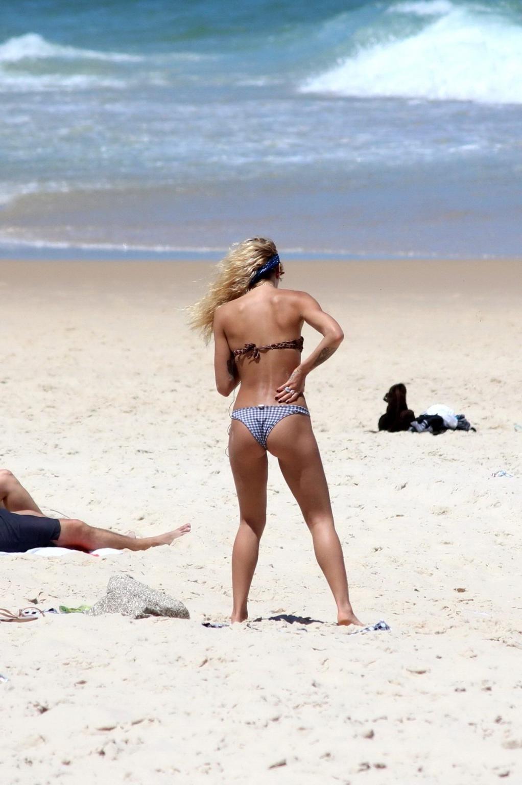 16P Alice Dellal bikini nip slip on a beach in Rio de Janeiro