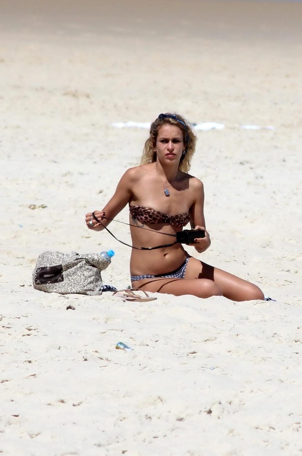 16P Alice Dellal bikini nip slip on a beach in Rio de Janeiro
