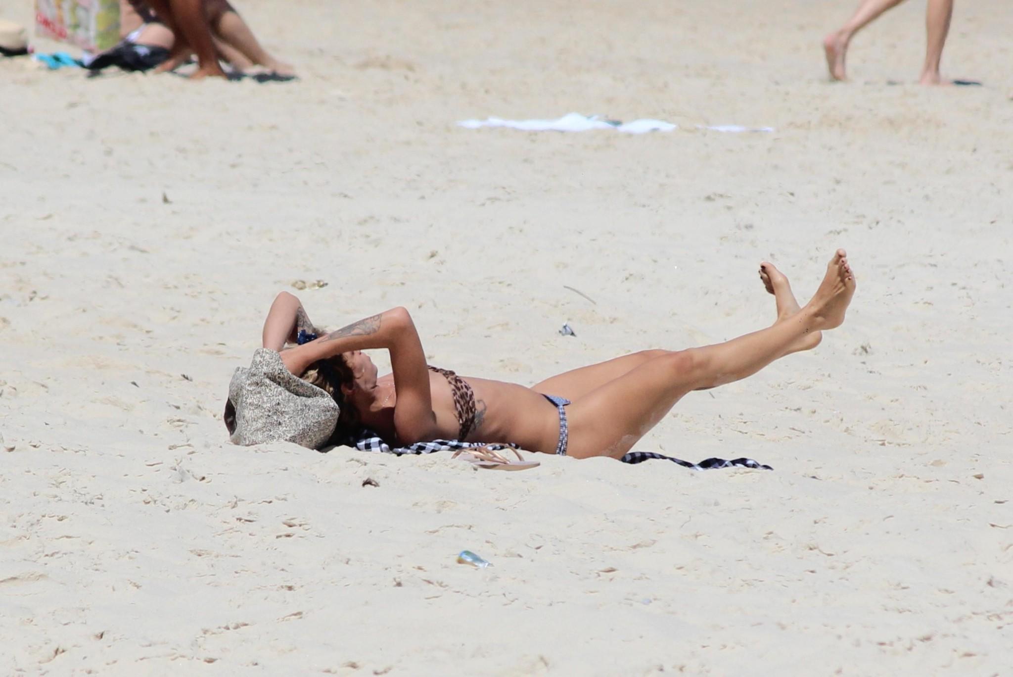 16P Alice Dellal bikini nip slip on a beach in Rio de Janeiro
