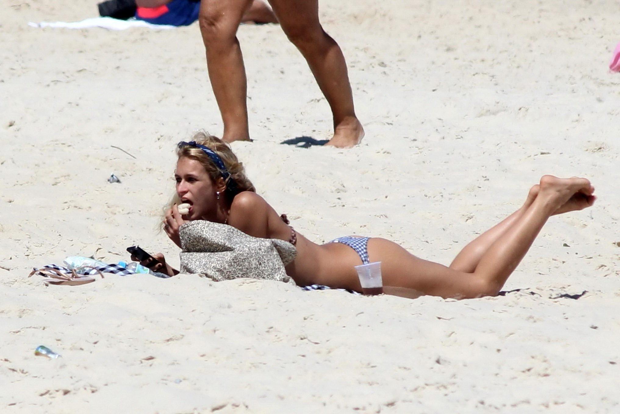 16P Alice Dellal bikini nip slip on a beach in Rio de Janeiro
