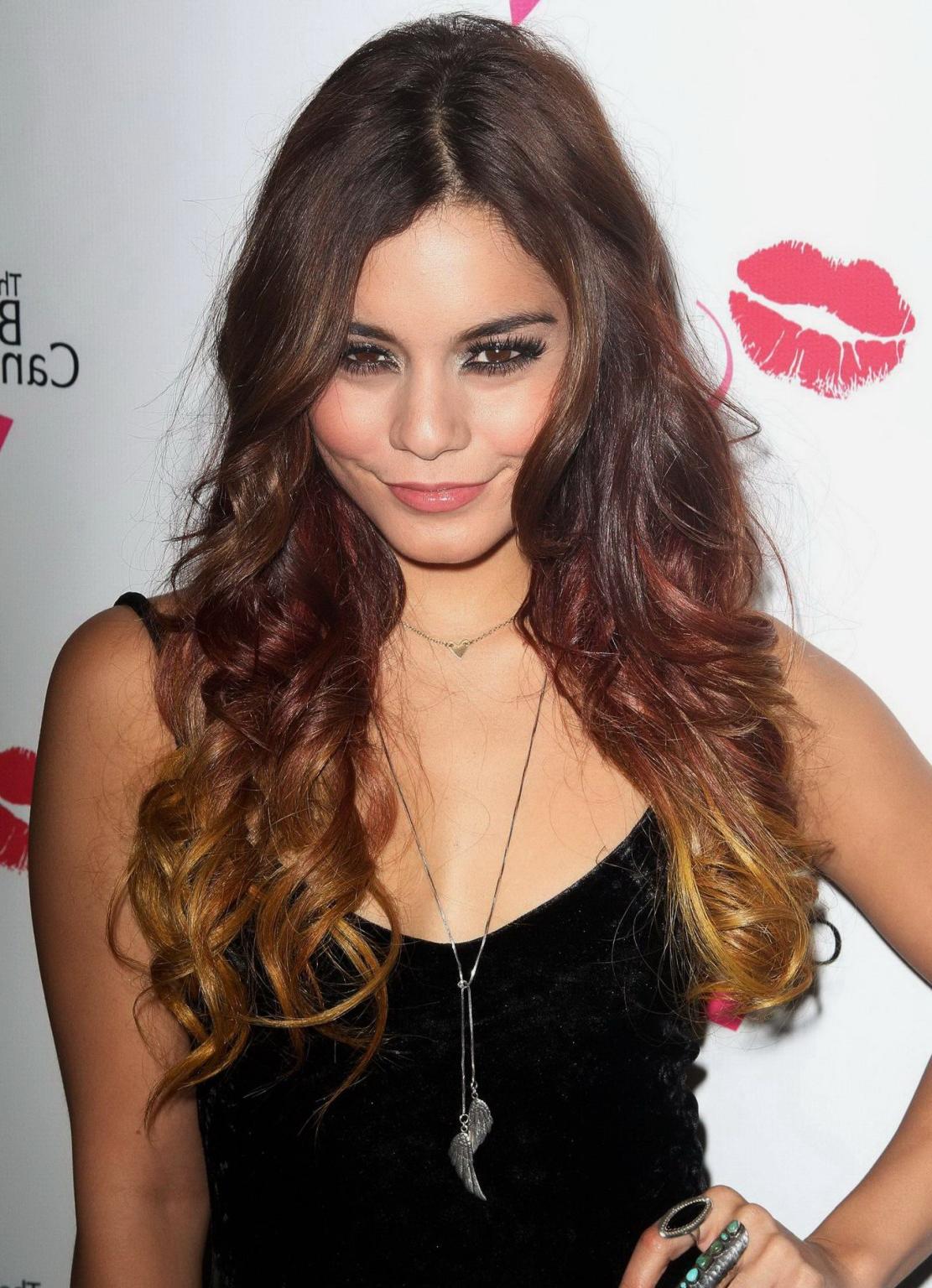 16P Vanessa Hudgens showing big cleavage in a tight black dress at 2013 ULTA Beauty 
