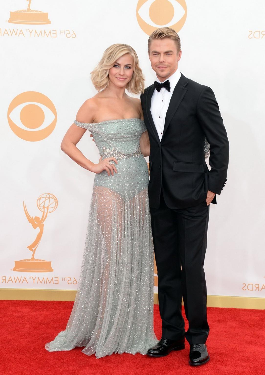 16P Julianne Hough showing huge cleavage in a white partially see-through dress at 6