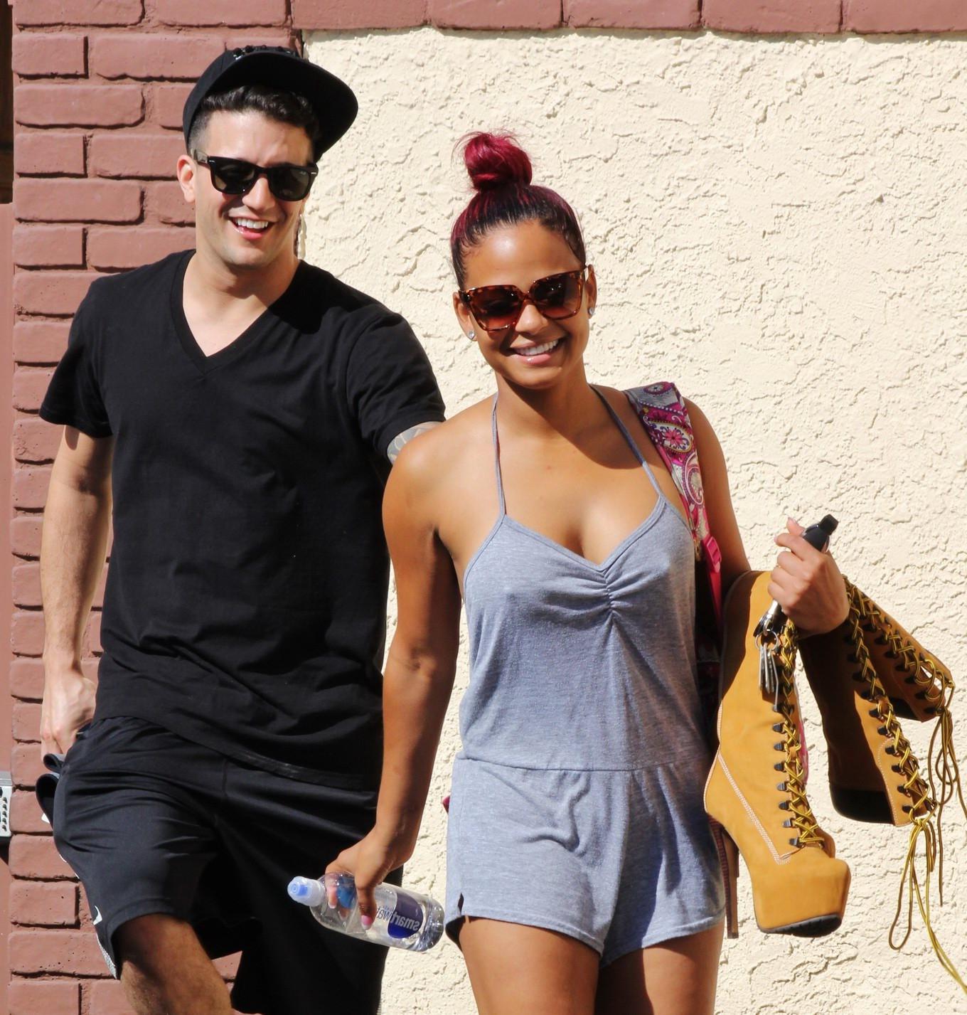 16P Christina Milian braless wearing tiny gray sports outfit at the Dancing with the