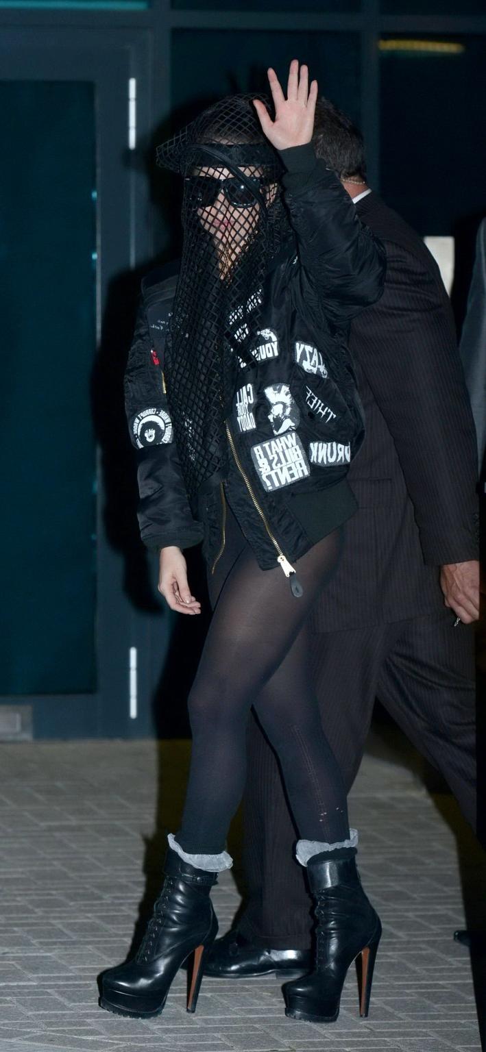 16P Lady Gaga wearing thong and pantyhose out in London