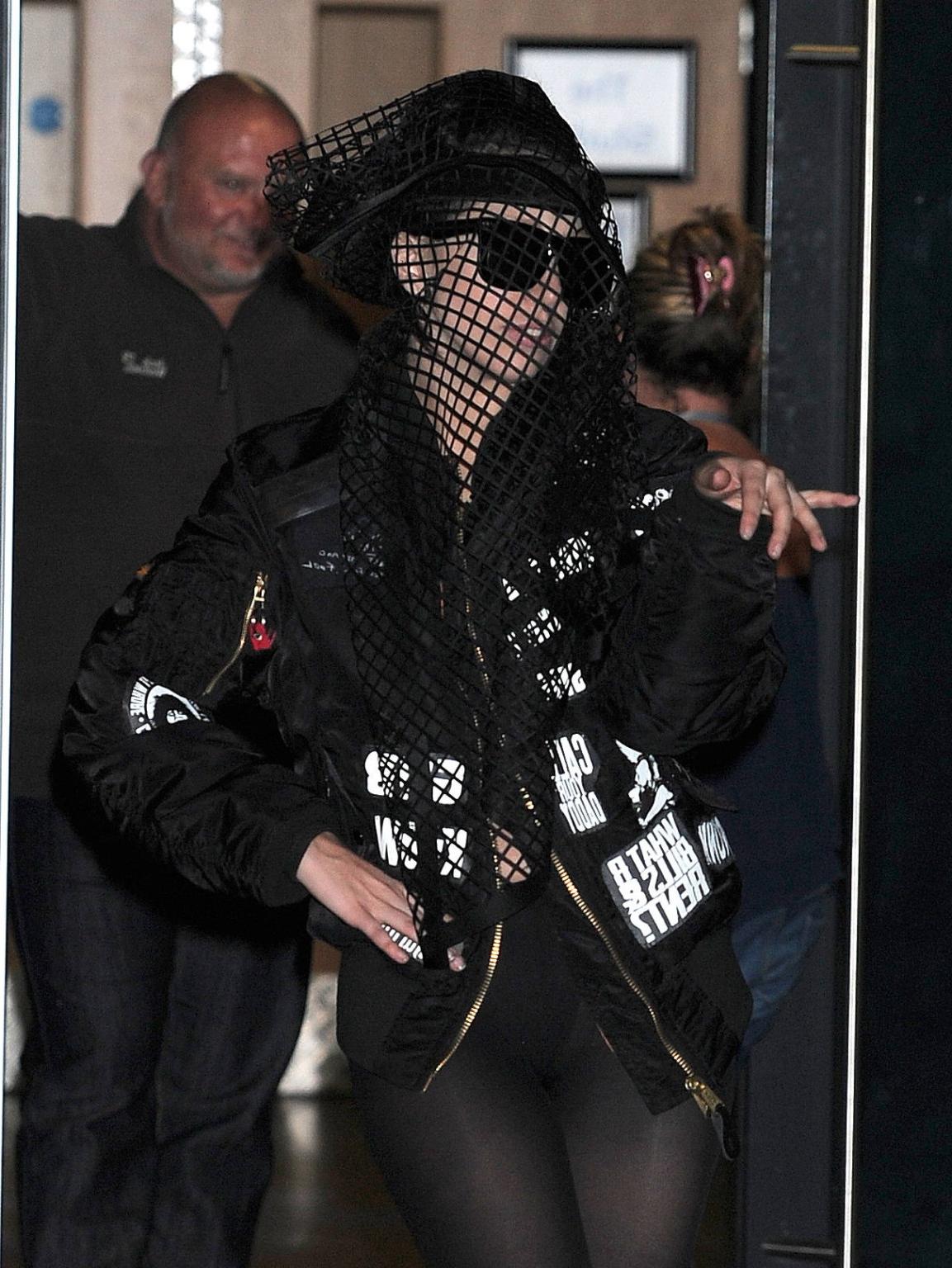 16P Lady Gaga wearing thong and pantyhose out in London