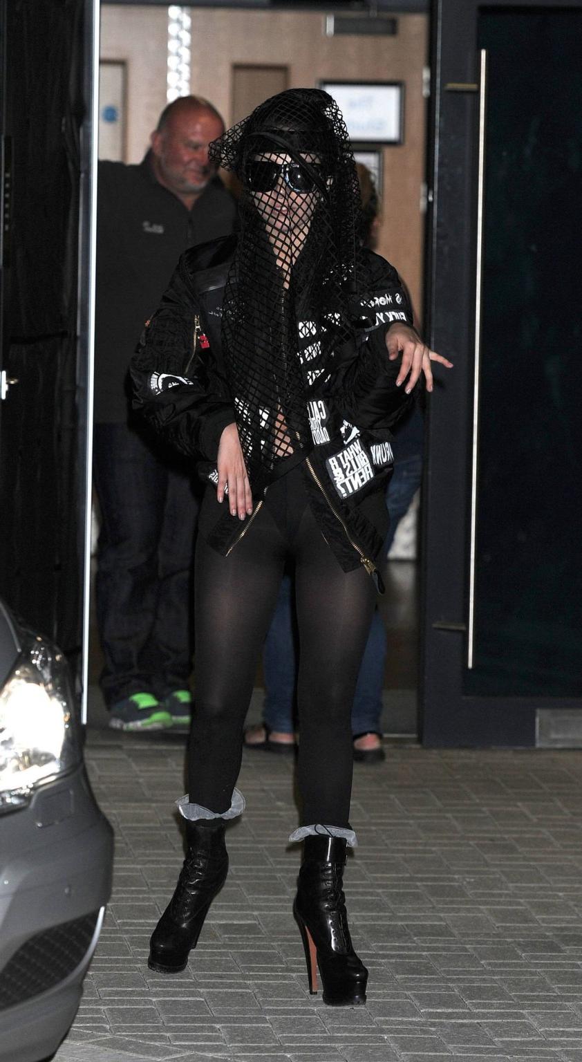 16P Lady Gaga wearing thong and pantyhose out in London