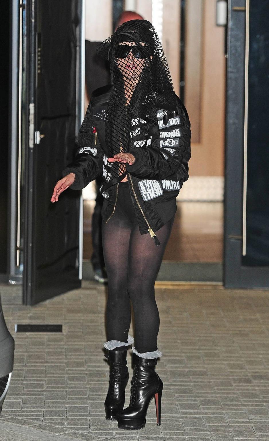 16P Lady Gaga wearing thong and pantyhose out in London