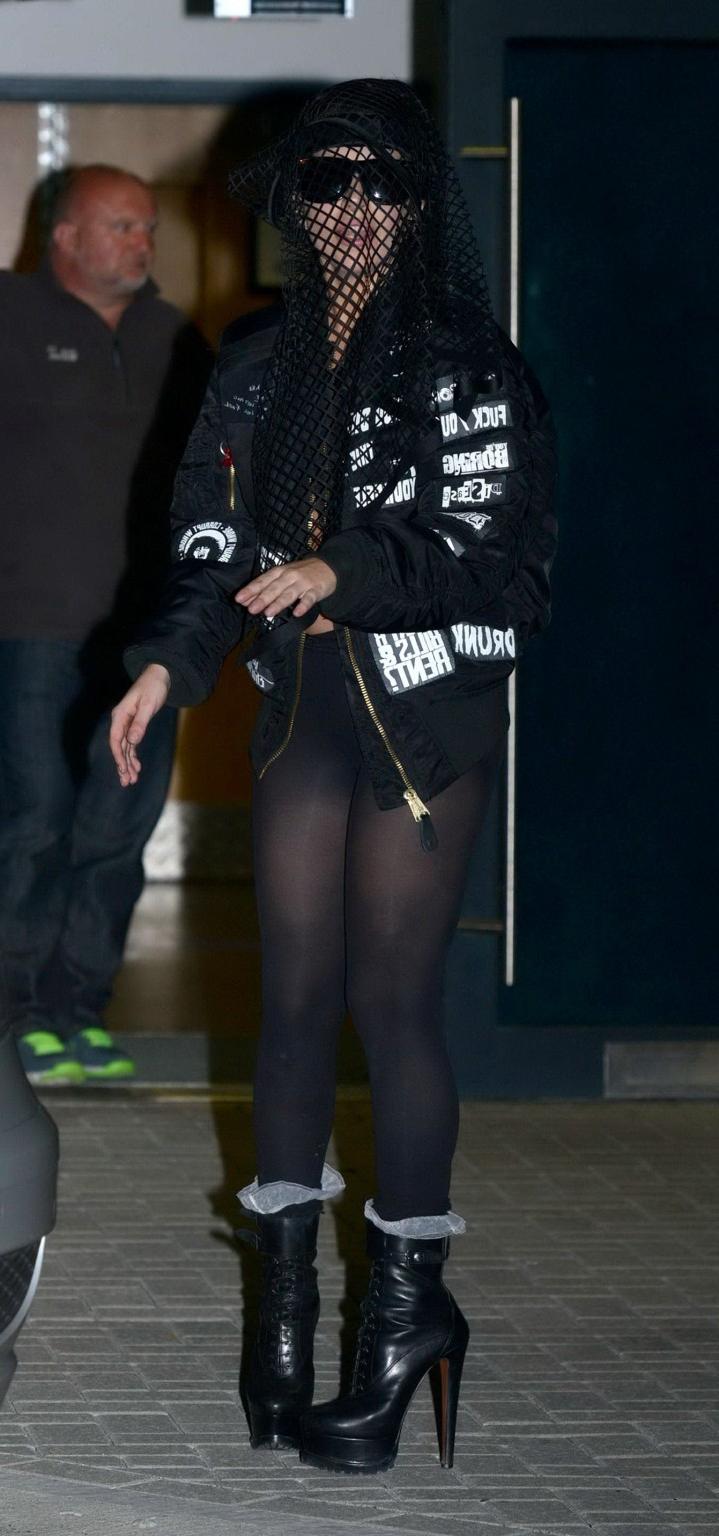 16P Lady Gaga wearing thong and pantyhose out in London