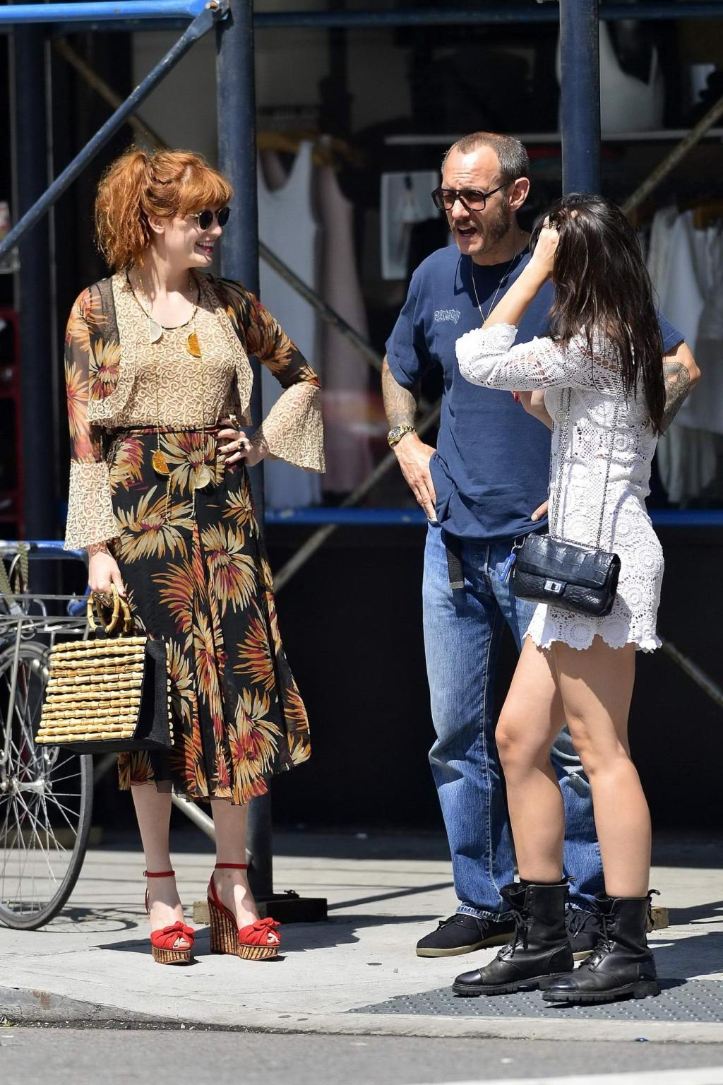 16P Daisy Lowe see through to undies wearing a lace mini dress out in Hollywood