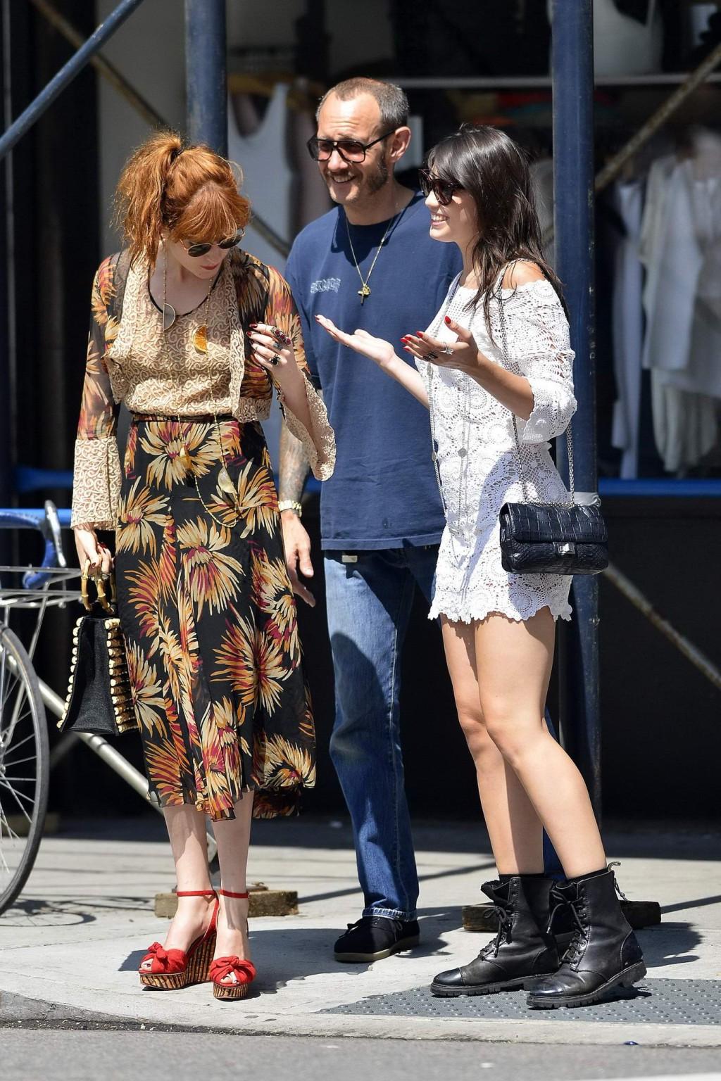 16P Daisy Lowe see through to undies wearing a lace mini dress out in Hollywood