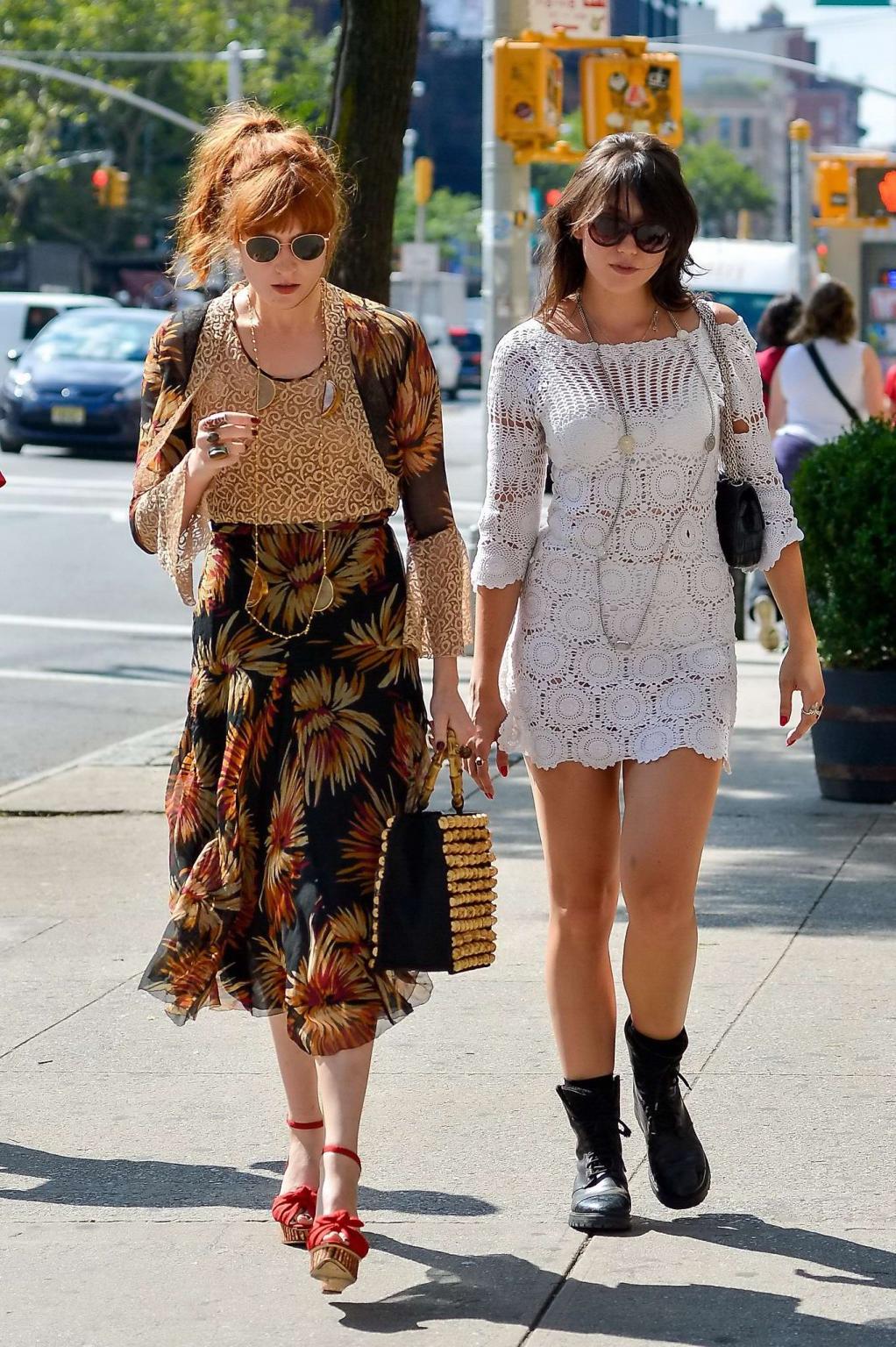 16P Daisy Lowe see through to undies wearing a lace mini dress out in Hollywood