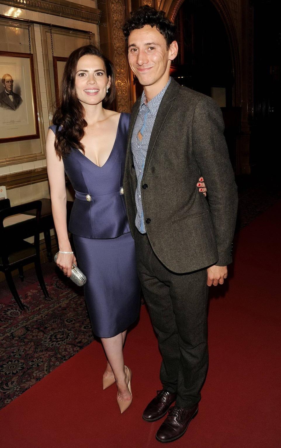16P Hayley Atwell showing huge cleavage in a purple backless dress at The Pride Pres