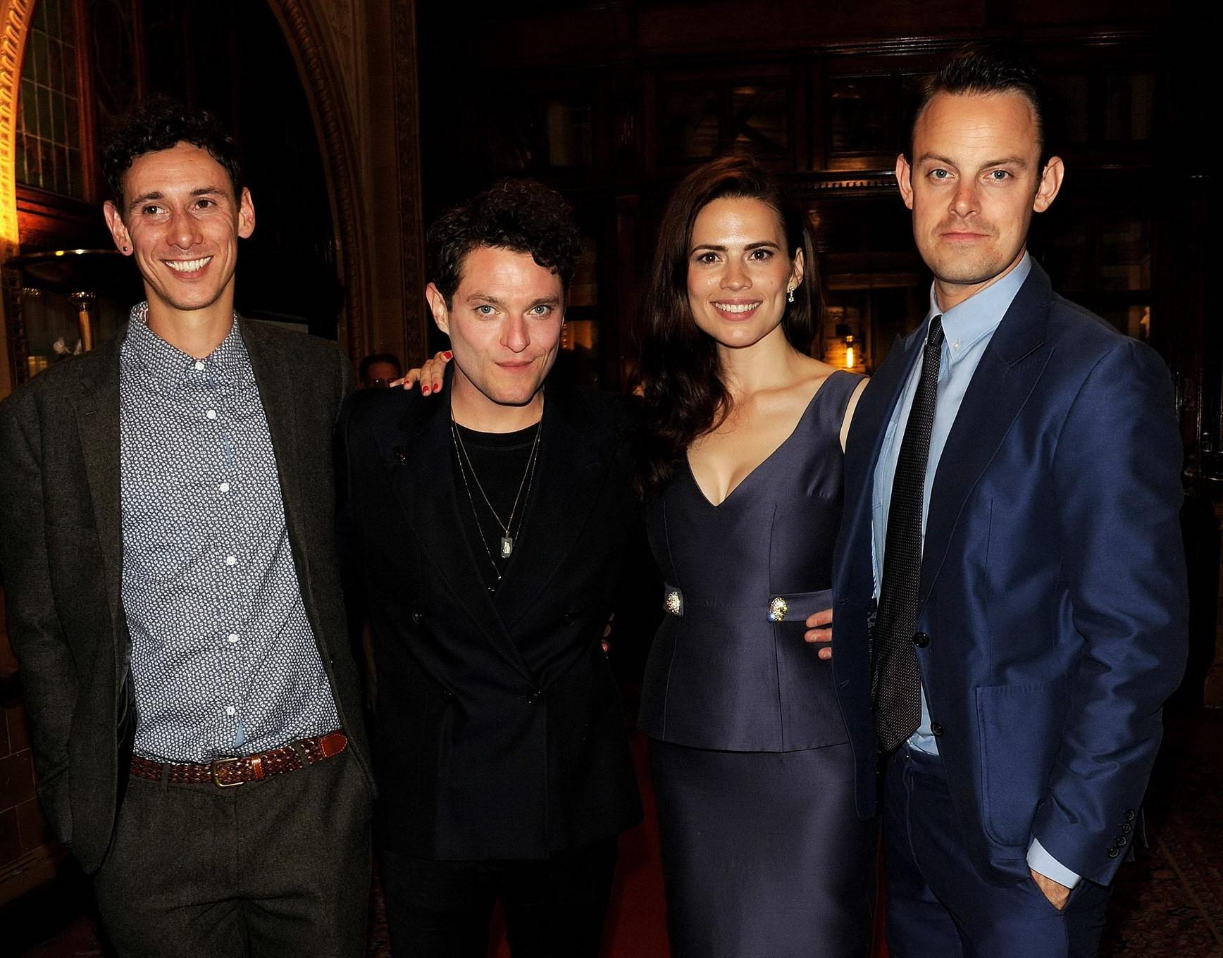 16P Hayley Atwell showing huge cleavage in a purple backless dress at The Pride Pres