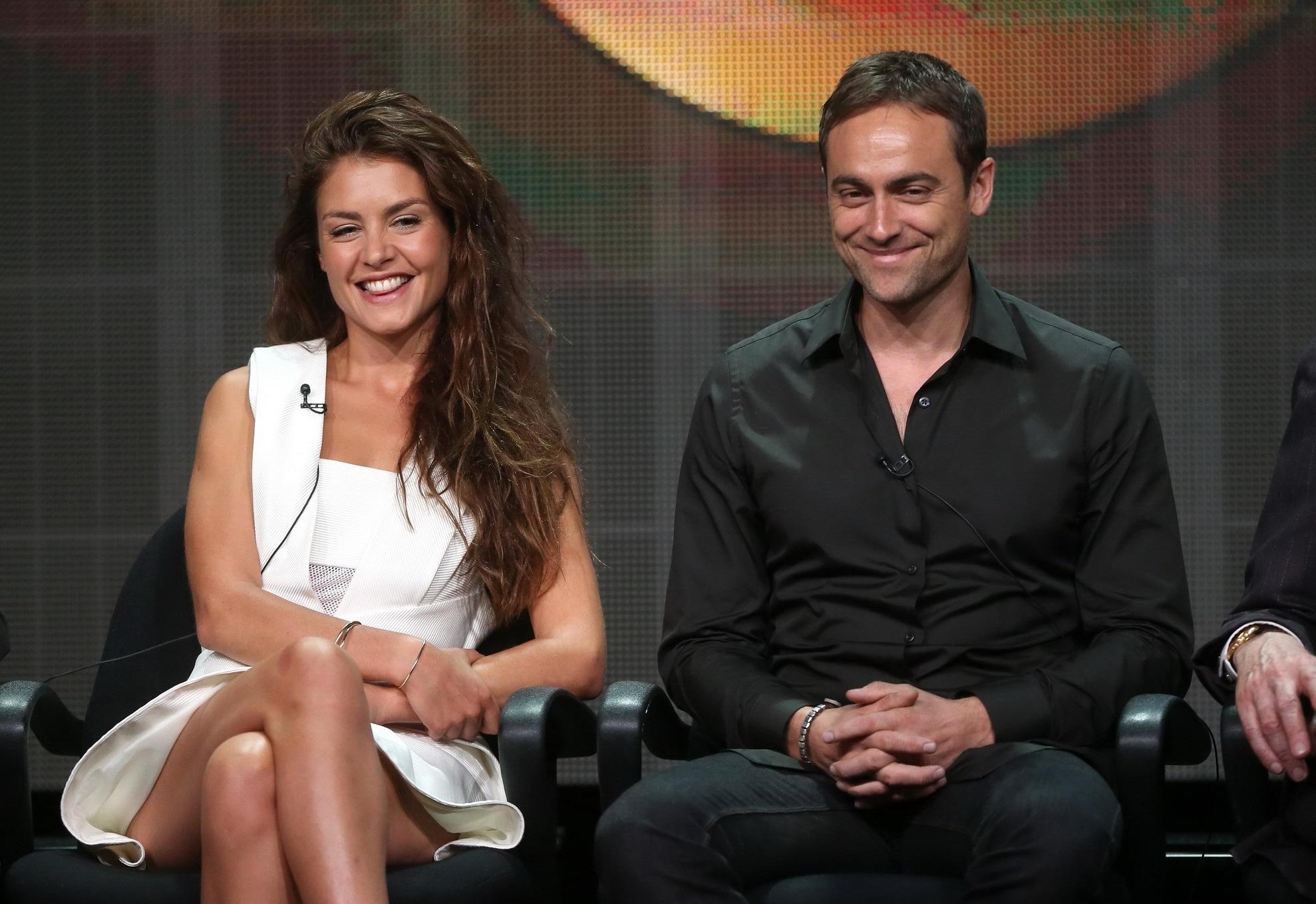 16P Hannah Ware upskirt and showing big cleavage in a hot white mini dress at 2013 S