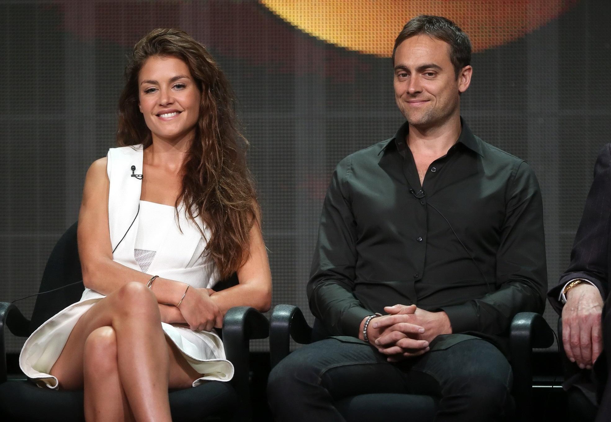 16P Hannah Ware upskirt and showing big cleavage in a hot white mini dress at 2013 S