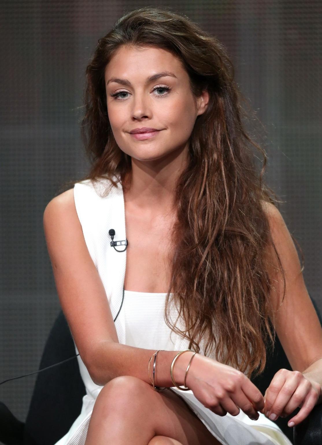16P Hannah Ware upskirt and showing big cleavage in a hot white mini dress at 2013 S