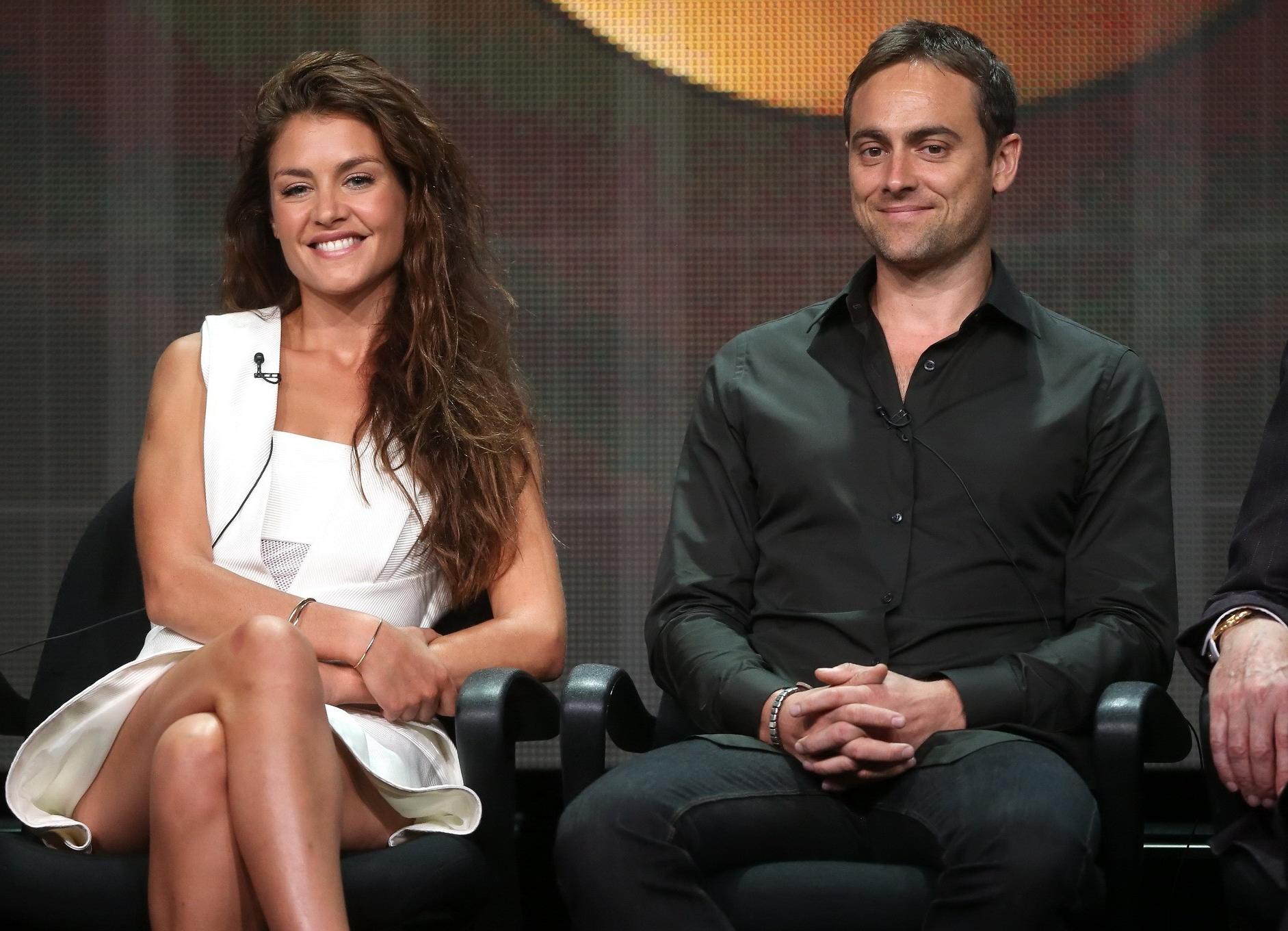 16P Hannah Ware upskirt and showing big cleavage in a hot white mini dress at 2013 S