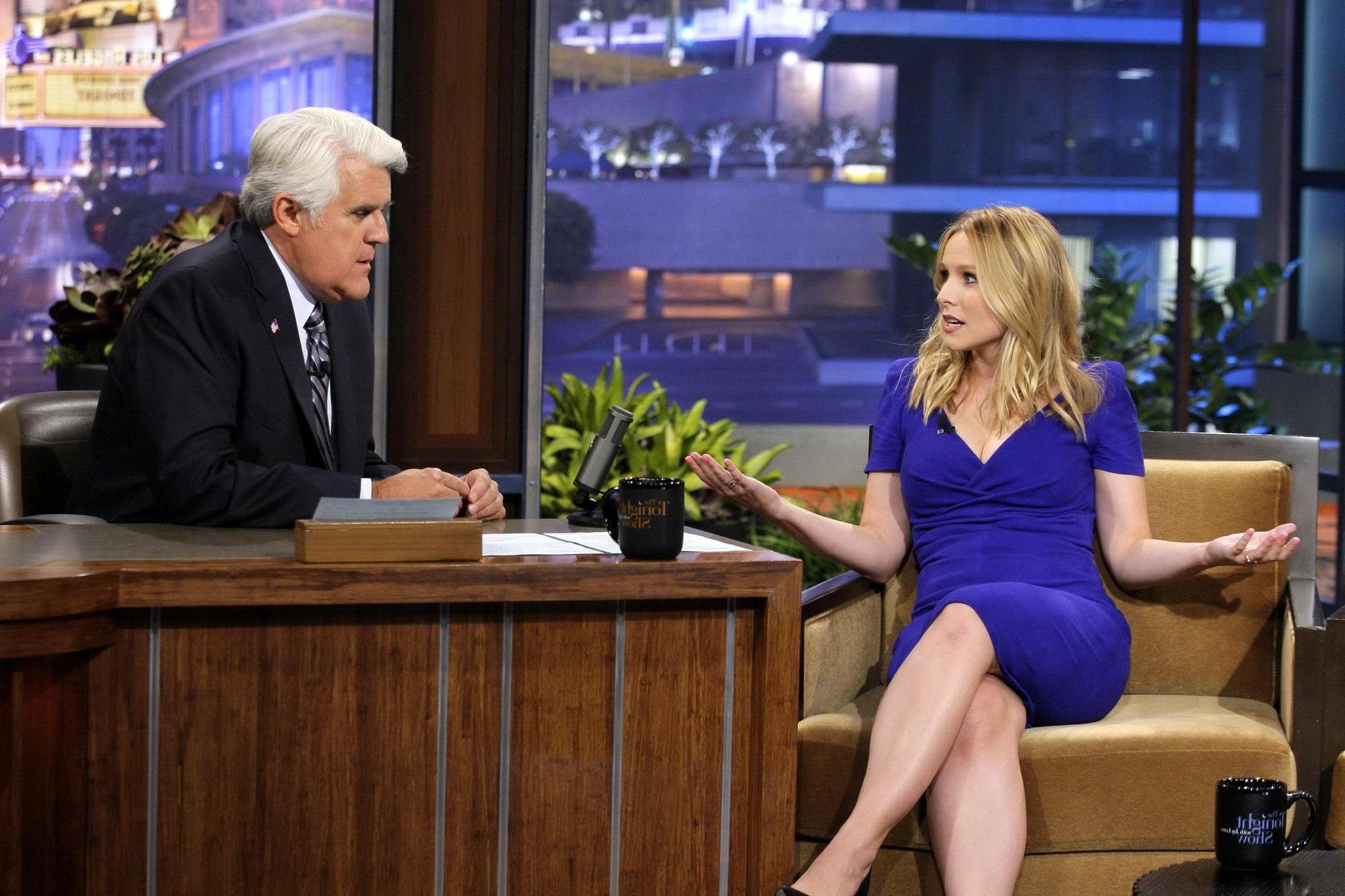 16P Kristen Bell showing cleavage on 'The Tonight Show with Jay Leno' in Burbank