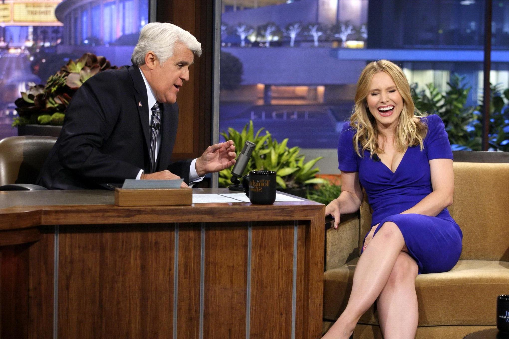 16P Kristen Bell showing cleavage on 'The Tonight Show with Jay Leno' in Burbank