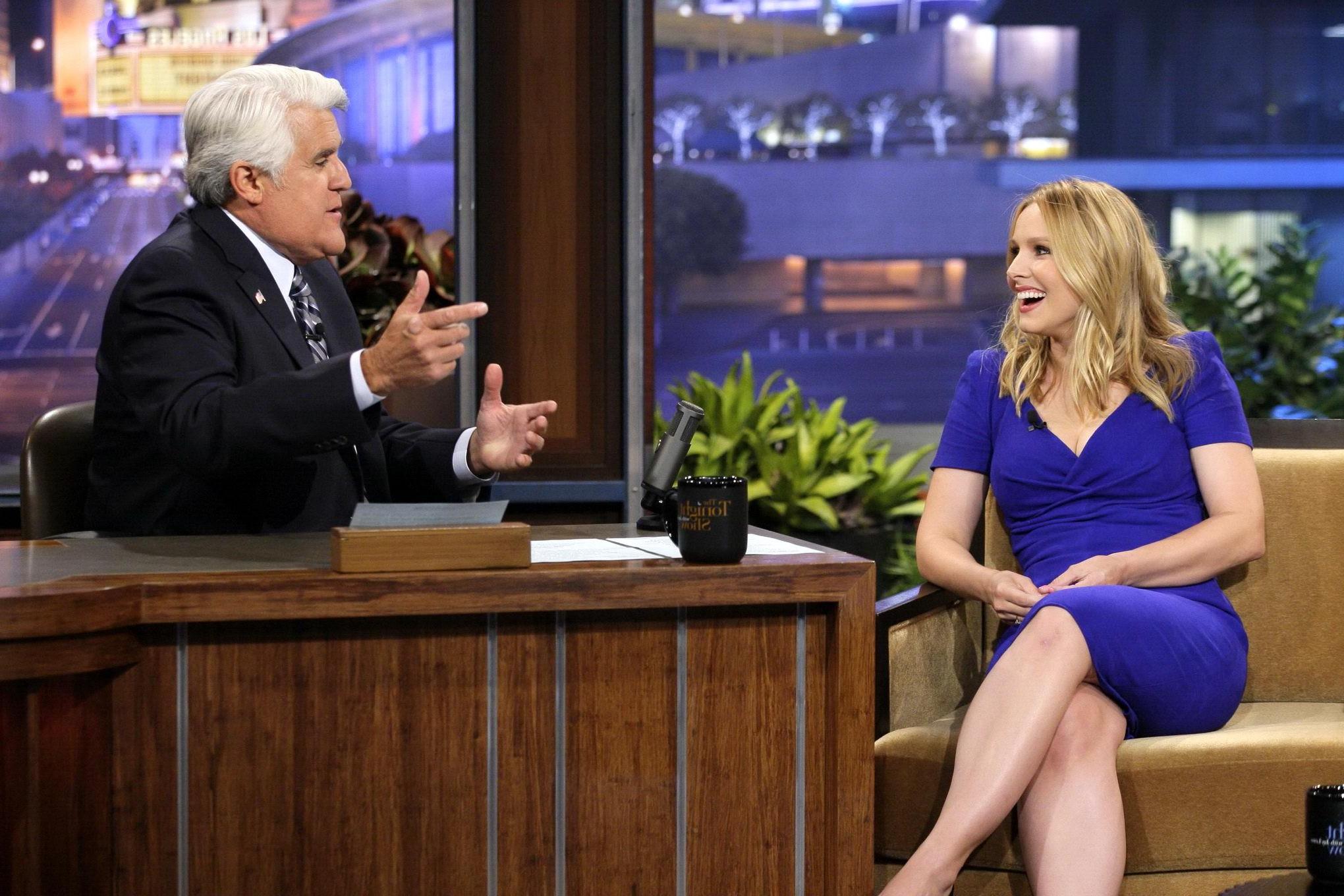 16P Kristen Bell showing cleavage on 'The Tonight Show with Jay Leno' in Burbank