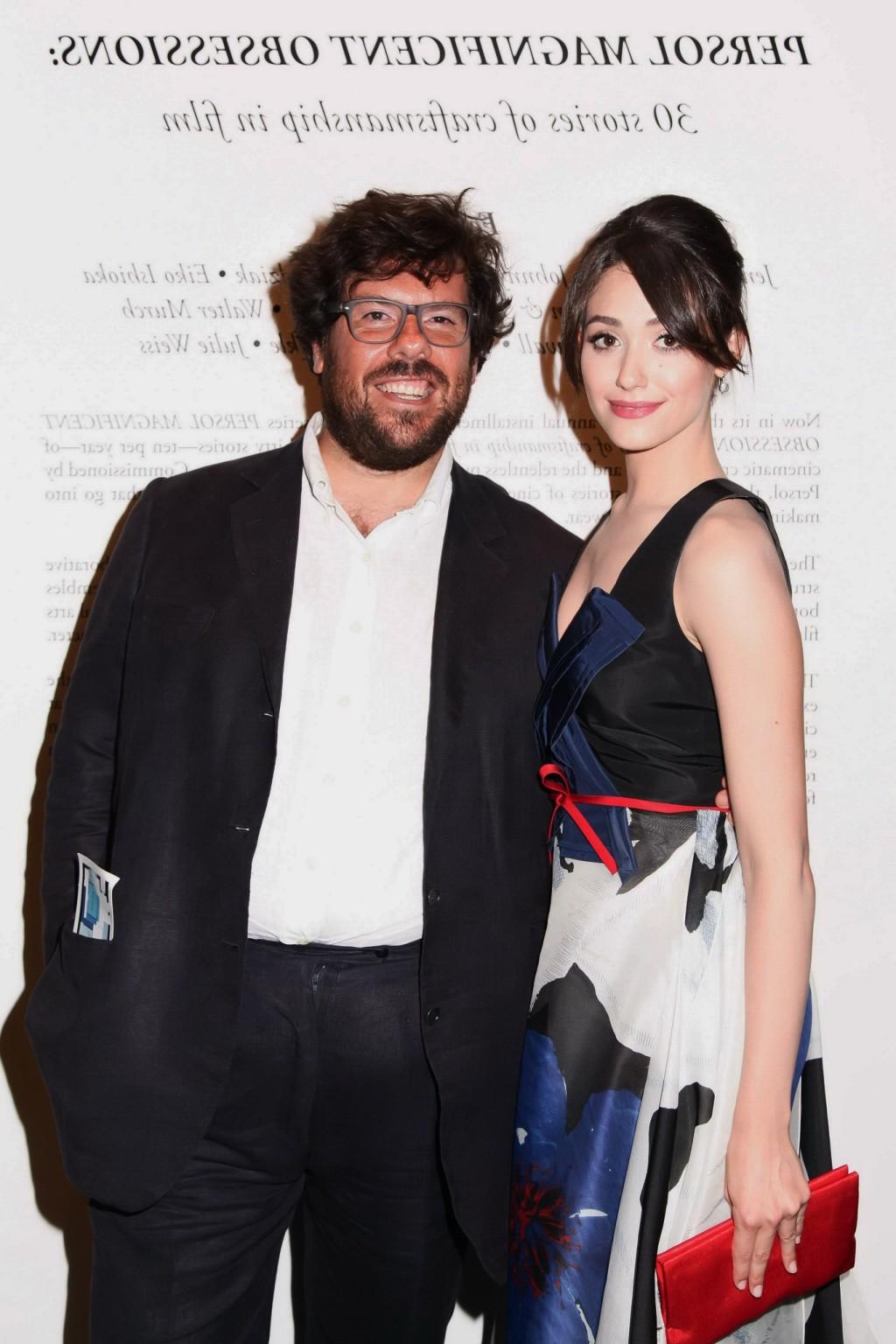 16P Emmy Rossum braless shows huge cleavage in a gorgeous floral dress at 2013 Perso