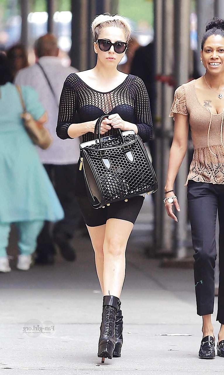 16P Lady Gaga exposing sexy body in see thru dress on the street