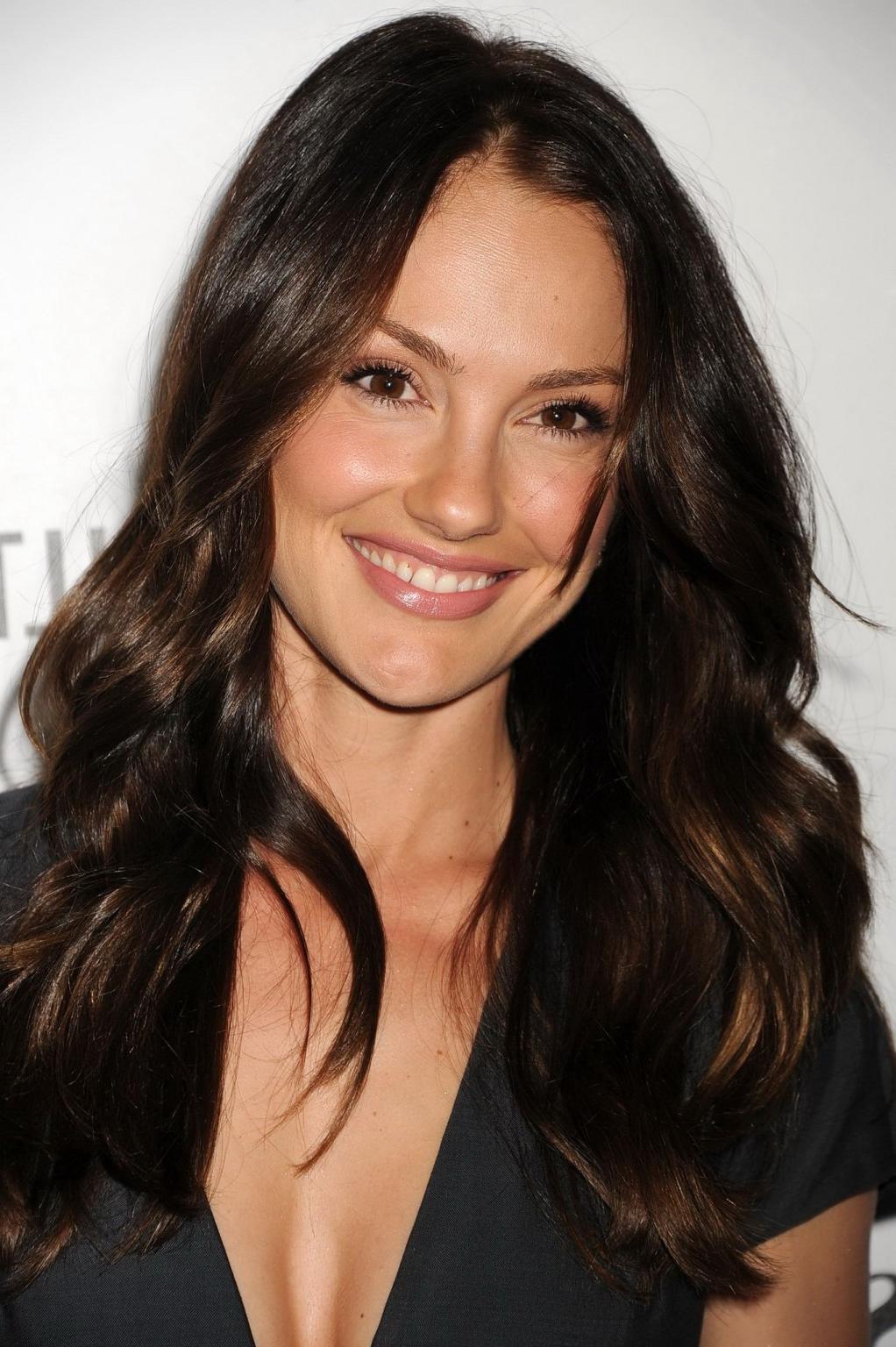 16P Minka Kelly showing huge cleavage braless in black mini dress at the Beverly Hil