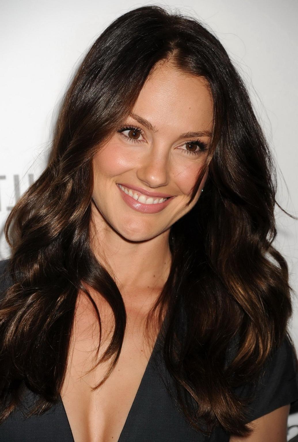 16P Minka Kelly showing huge cleavage braless in black mini dress at the Beverly Hil