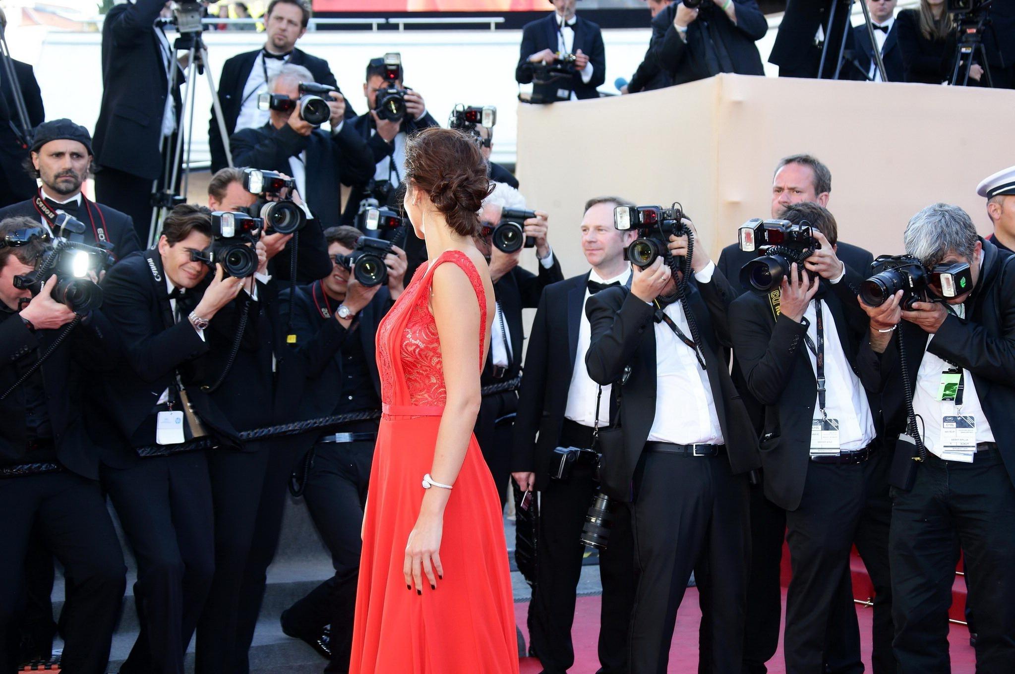 16P Ximena Navarrete shows side boob  cleavage wearing a partially see through red d