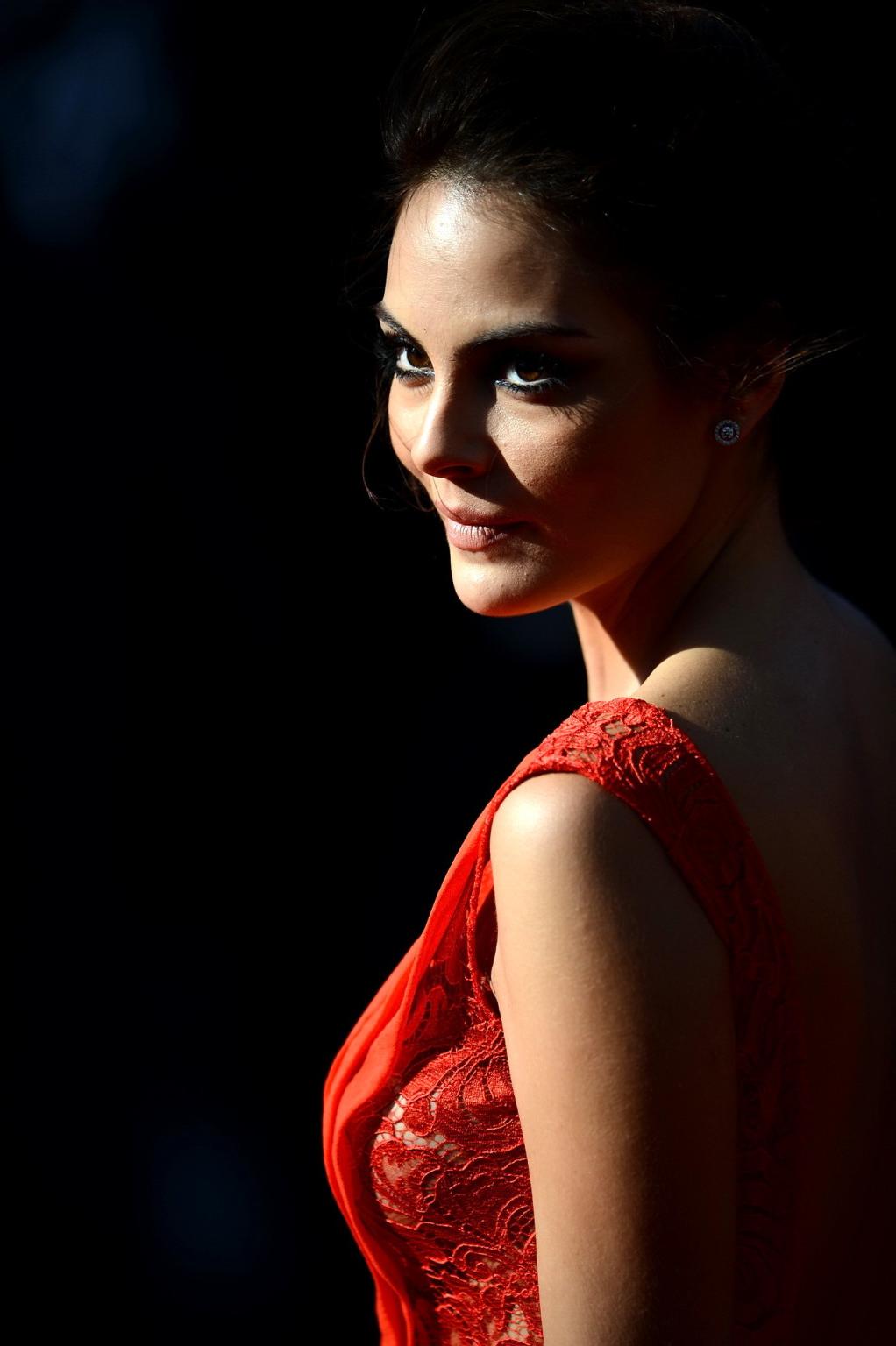16P Ximena Navarrete shows side boob  cleavage wearing a partially see through red d