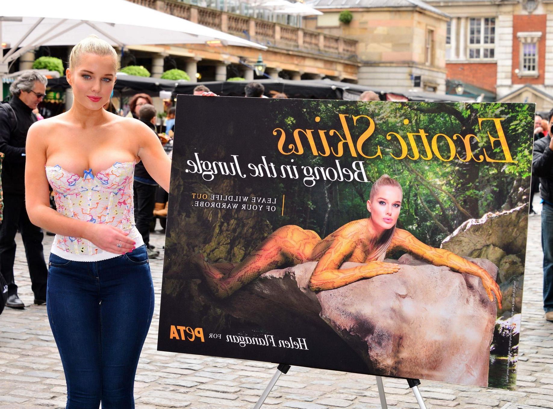 16P Helen Flanagan braless showing huge cleavage in a tiny tube top at the PETA Anti