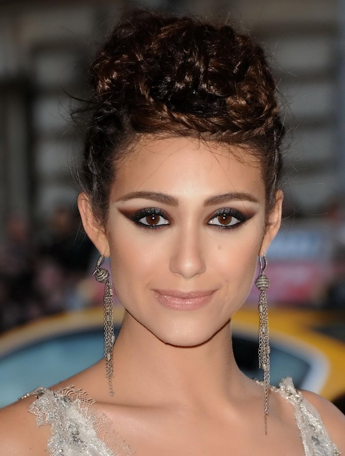 16P Emmy Rossum showing big cleavage in white lace partially see-thru dress on 2013 