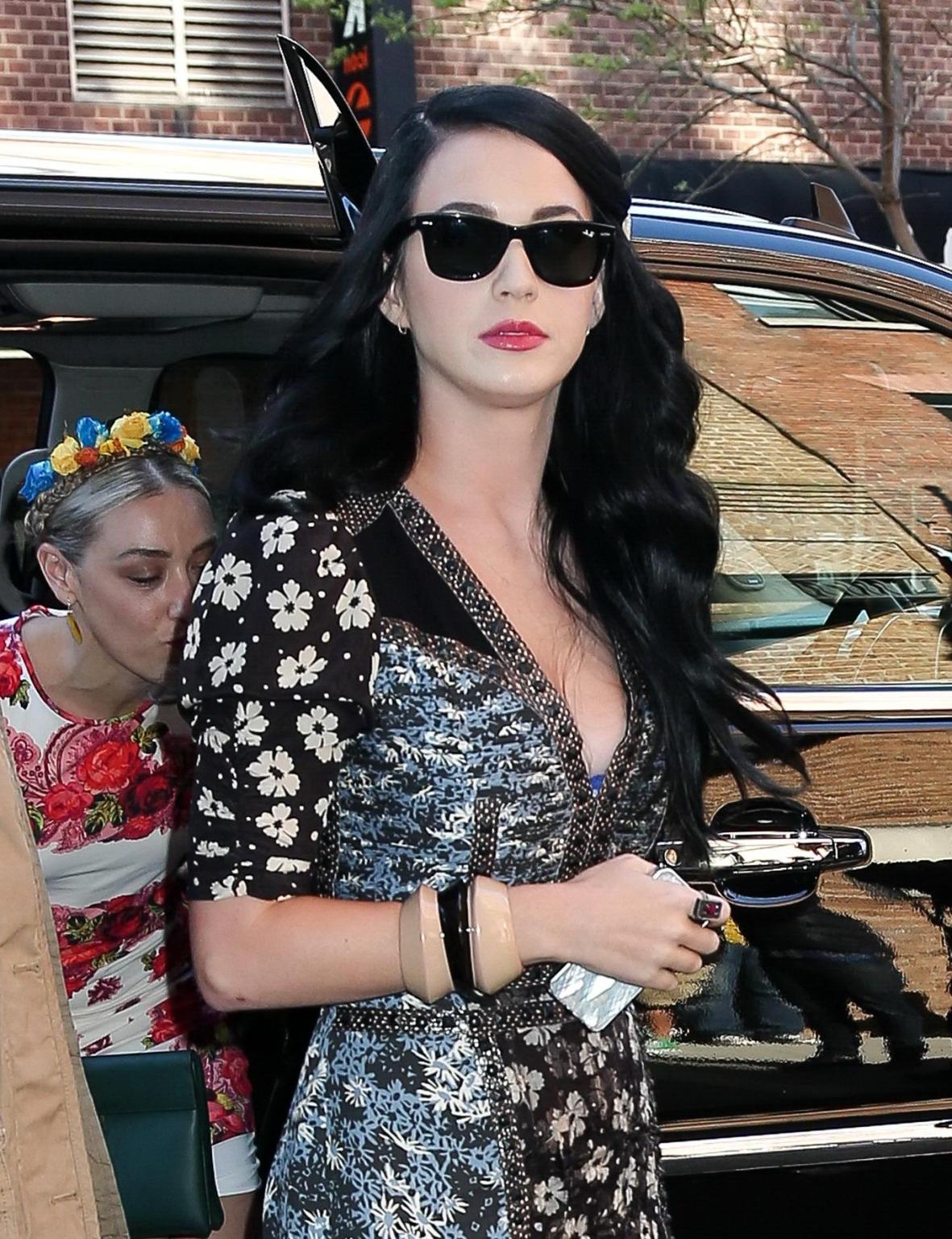 16P Katy Perry shows huge cleavage while going to see 'Kinky Boots' in NYC