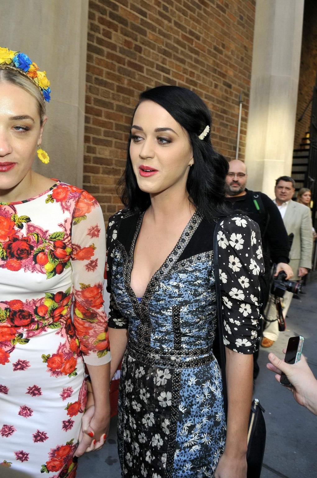 16P Katy Perry shows huge cleavage while going to see 'Kinky Boots' in NYC