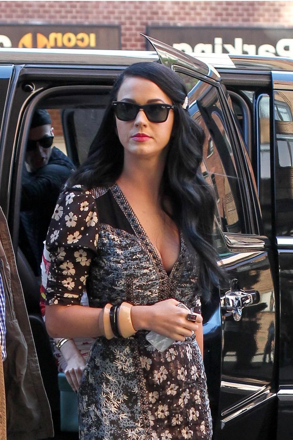 16P Katy Perry shows huge cleavage while going to see 'Kinky Boots' in NYC