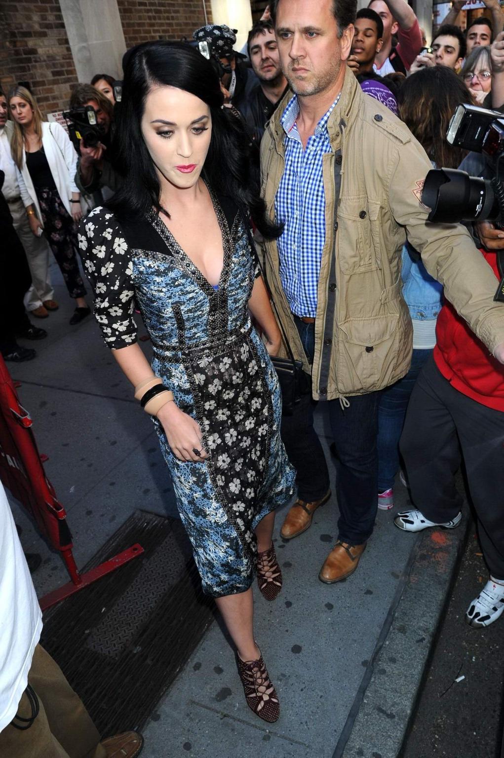 16P Katy Perry shows huge cleavage while going to see 'Kinky Boots' in NYC