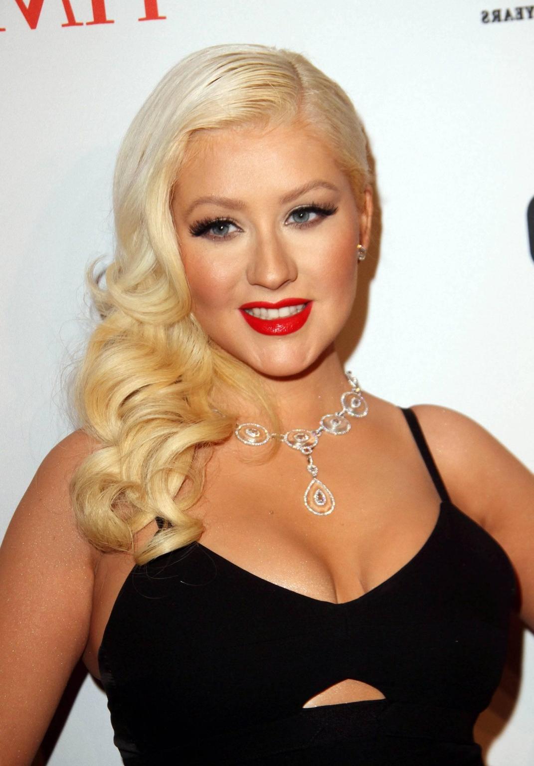 16P Christina Aguilera showing cleavage at the Time 100 Gala in New York City