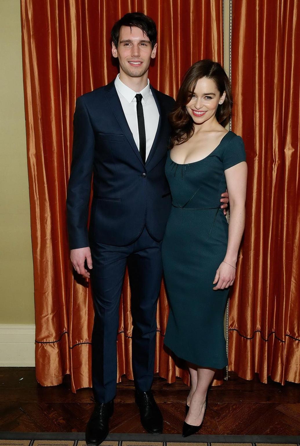 10P Emilia Clarke showing huge cleavage at 'Breakfast at Tiffany's' Broadway press p