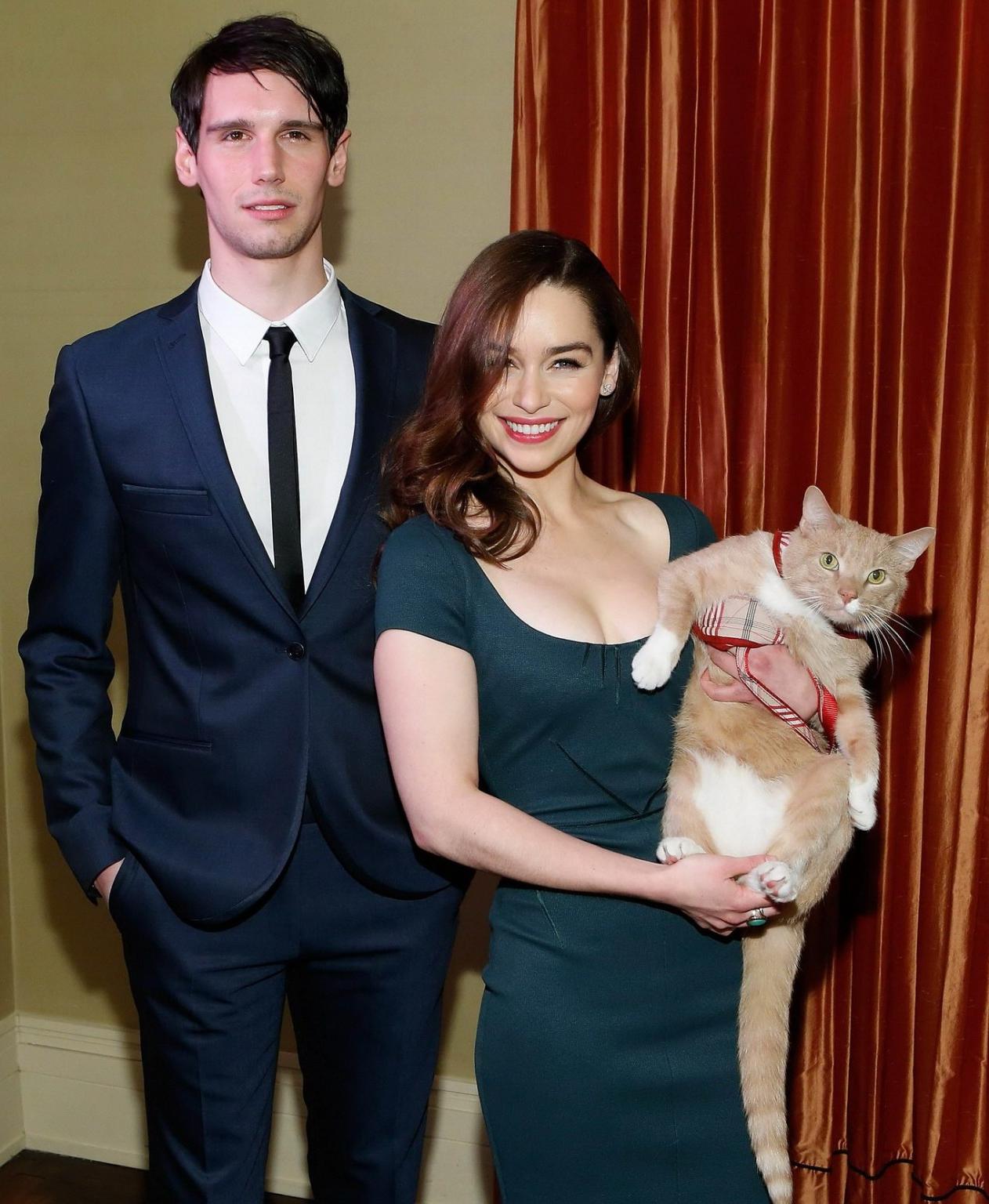 10P Emilia Clarke showing huge cleavage at 'Breakfast at Tiffany's' Broadway press p