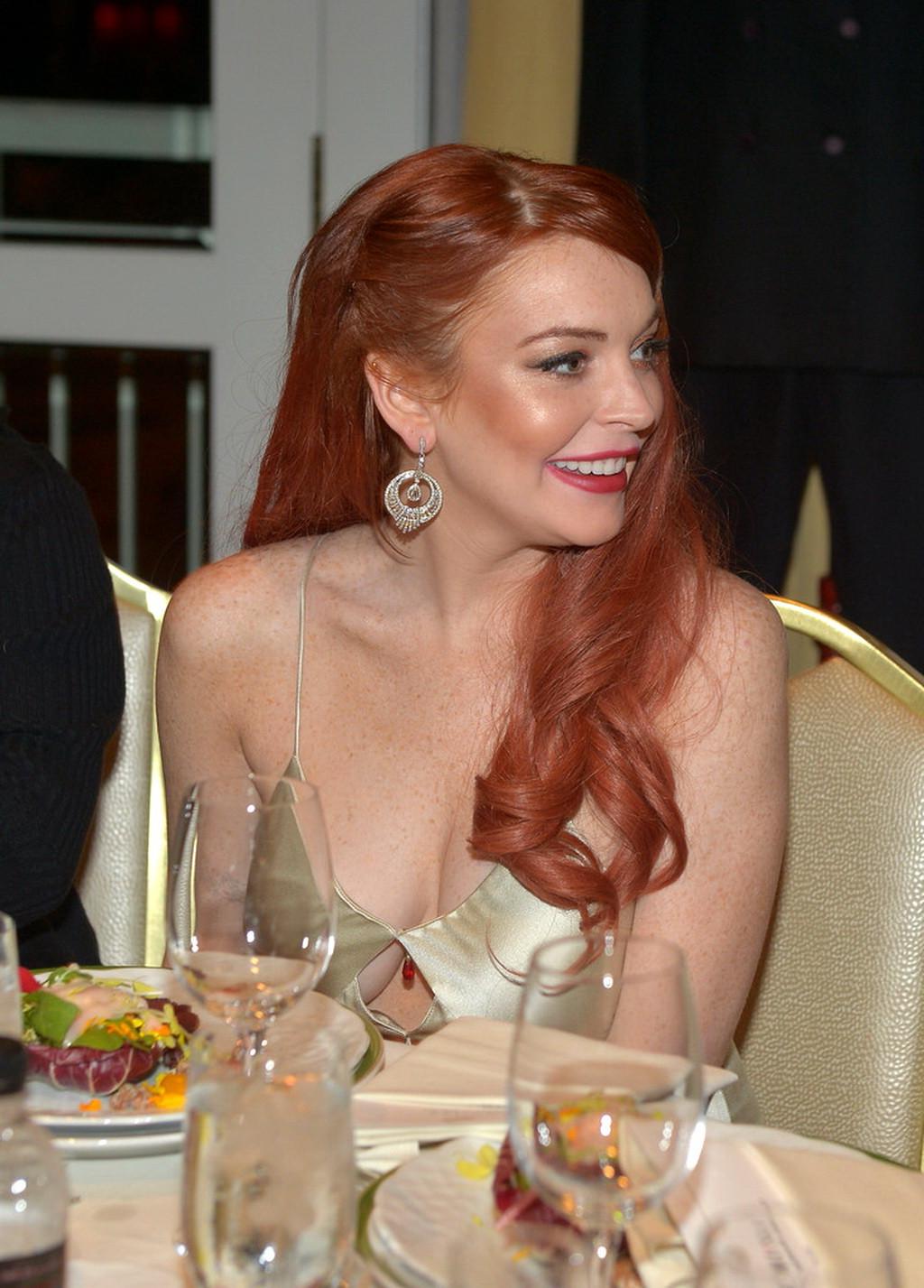 10P Lindsay Lohan showing huge cleavage at 'Liz  Dick' premiere in Beverly Hills